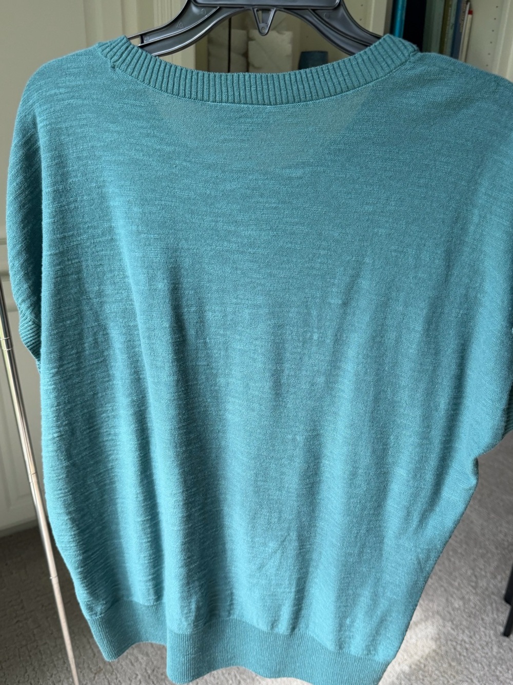 LOFT Teal Crew Neck Short-Sleeve Sweater - Picture 3 of 7